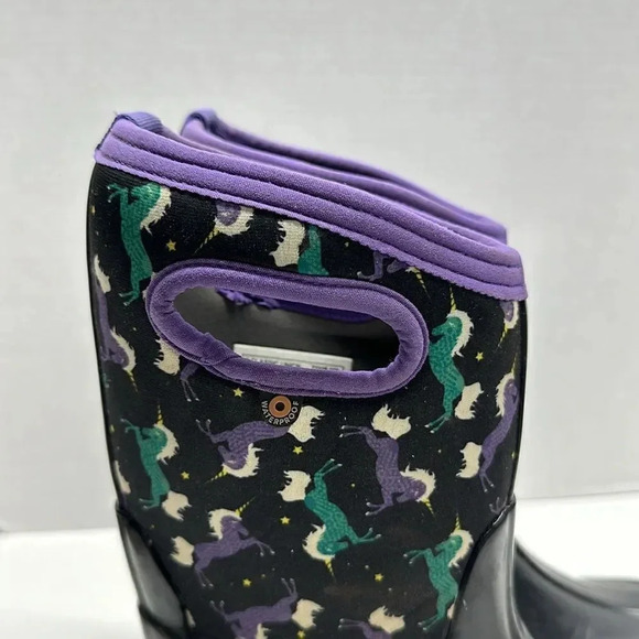 Bogs Boots Snow Winter Insulated Rain Pull On Waterproof Unicorn Black Kids 6 - Picture 3 of 11
